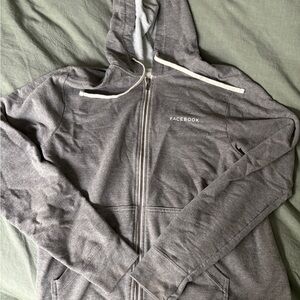Facebook Employee Recruiting Mens Gray Full Zip Hoodie Fleece - Men’s Medium